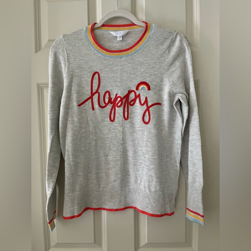 NWT Time And Tru Women's Happy Rainbow Pullover Sweater lightweight Size M